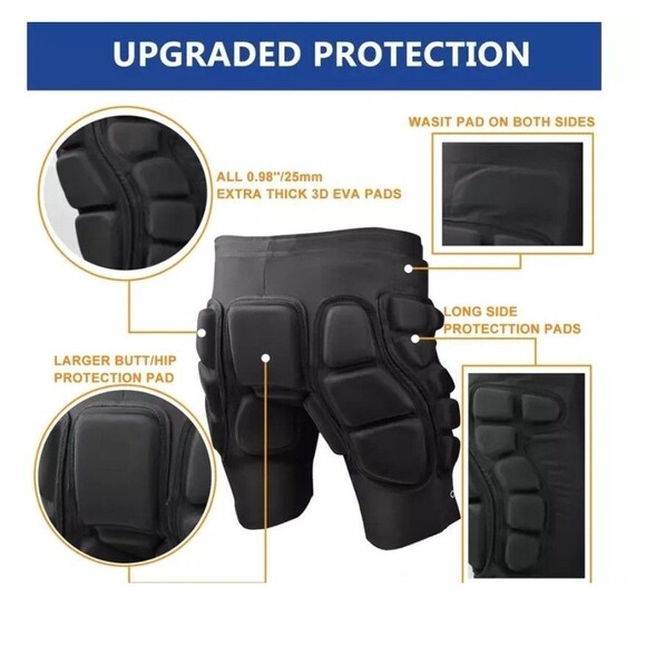 OHOHAI Padded Sports Shorts Hip Protective 0.98'' Extra Thick 3D, Black, S BIN 1 - Picture 5 of 11